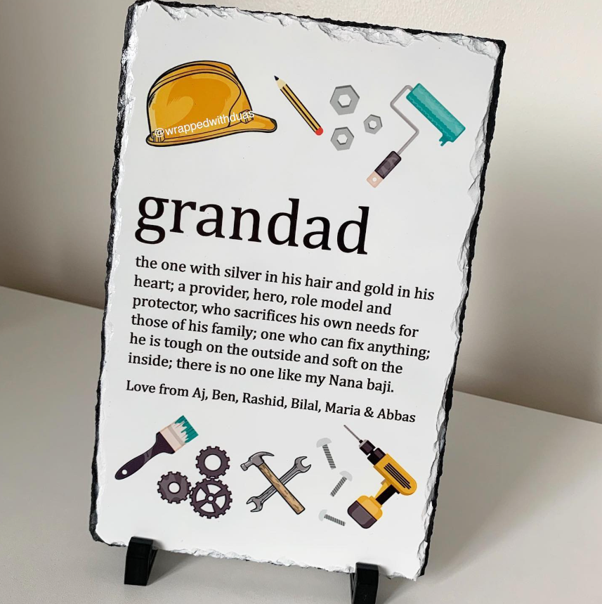 Personalised Nana / Grandad Definition Rock Slate - Gift for Grandad