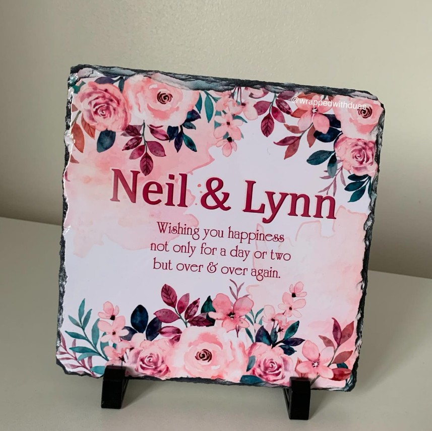 Personalised Couples Rock Slate - Nikah, Wedding & Anniversary Congratulations Gift