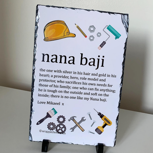 Personalised Nana / Grandad Definition Rock Slate - Gift for Grandad
